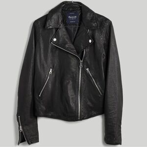 NEW Madewell Washed Leather Motorcycle Jacket NC052